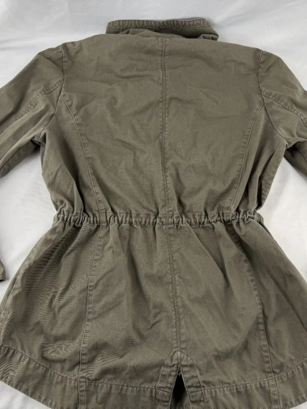 New Directions Utility Anorak Jacket Women Green Cotton Drawstring Utility Coat